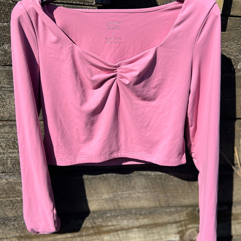 Long Sleeve Pink Crop Top